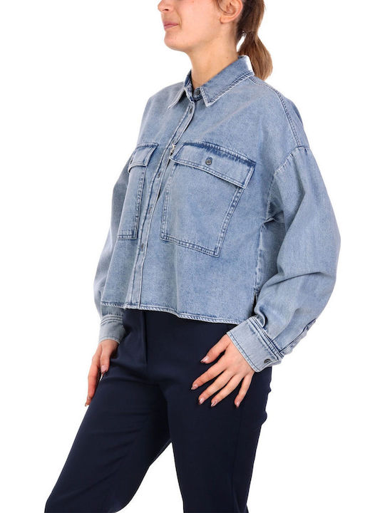 Μακρυμάνικο Γυναικείο Τζιν Πουκάμισο Μπλε
