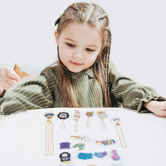 Set DIY 6 Pandantive Metalice Rășină UV Culori Sclipici Lanț Auriu Temă Ocean Copii 8 Ani+ Multicolor