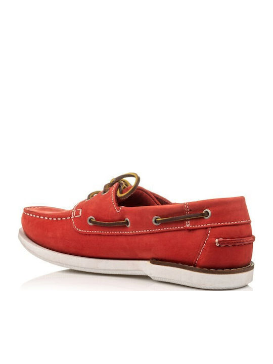 Men's Leather Boat Shoes Red