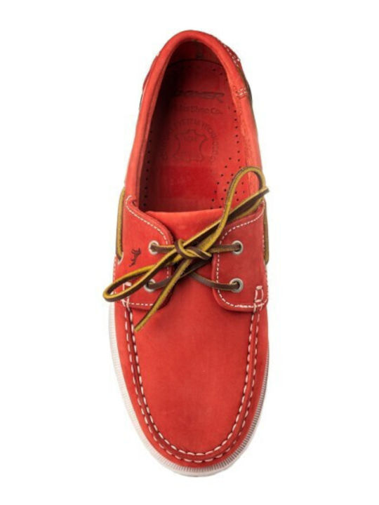 Men's Leather Boat Shoes Red