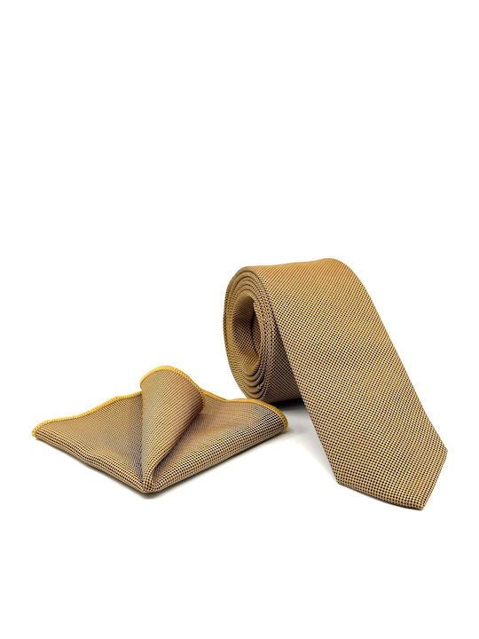Legend Accessories Σετ Ανδρικής Γραβάτας με Σχέδια σε Χρυσό Χρώμα