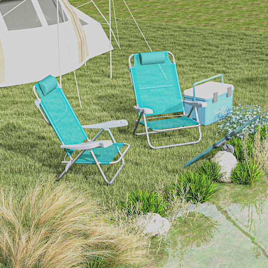 Outsunny Small Chair Beach Aluminium with High Back Gray 62x65x80cm