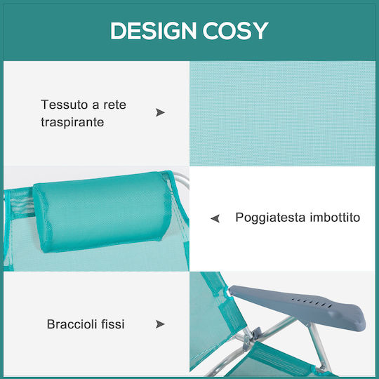 Outsunny Small Chair Beach Aluminium with High Back Gray 62x65x80cm
