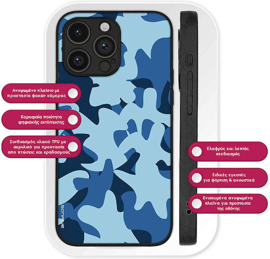 Husă Sonique Camouflage Army Series pentru Motorola Moto G75 5G Albastru