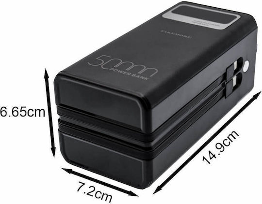 Takemore K-A150 Power Bank 50000mAh 10W με 4 Θύρες USB-A και Θύρα USB-C Μαύρο
