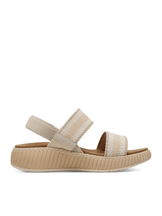 Flache Sandalen für Damen Flatforms in Beige Farbe