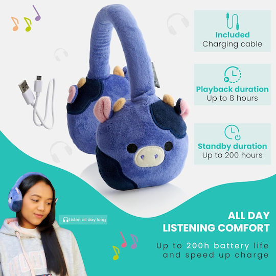 Jazwares Squishmallows Plush Безжични Bluetooth Over Ear Слушалки с 6 часа Работа Ingred The Cow