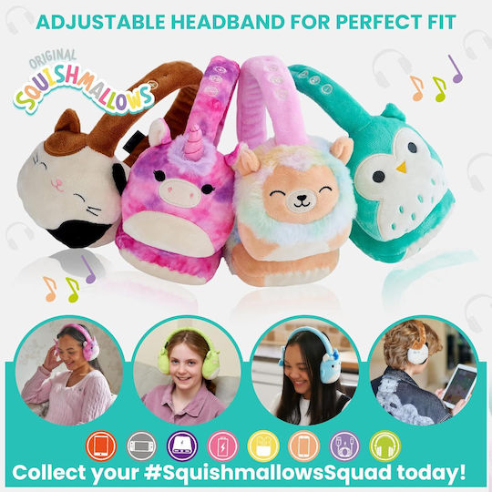 Jazwares Squishmallows Plush Безжични Bluetooth Over Ear Слушалки с 6 часа Работа Ingred The Cow