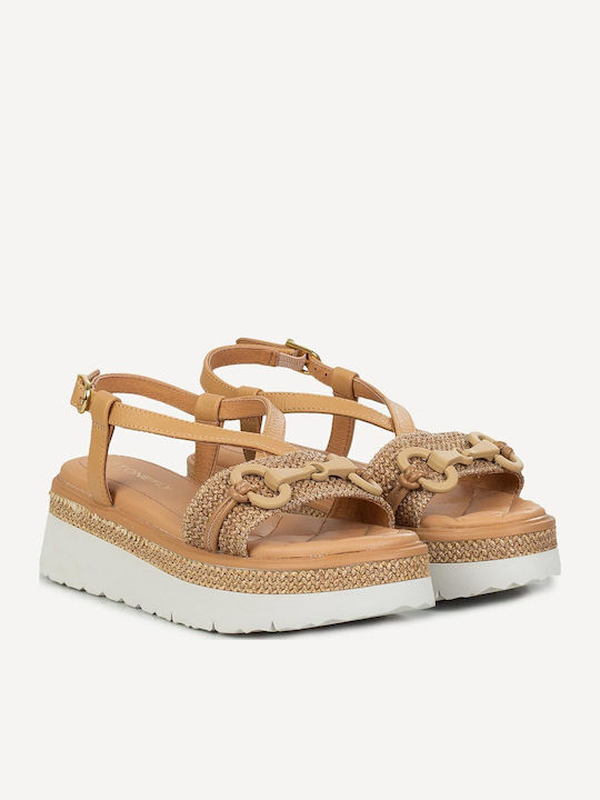 Sandale Casual Damă Flatforme Bej