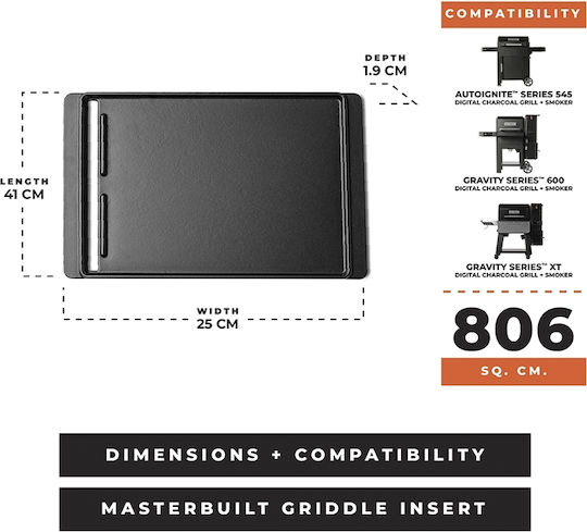 Masterbuilt Αντικολλητική Πλάκα Ψησίματος Διπλής Όψης με Μαντεμένια Λεία & Ραβδωτή Επιφάνεια