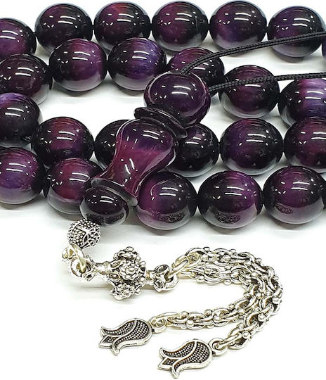 Roloi Komboloi Mastic Worry Beads with 33 Beads Purple 37cm
