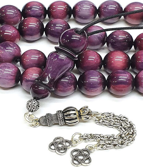 Roloi Komboloi Mastic Worry Beads with 33 Beads Purple 38cm