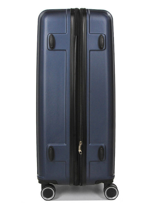 WORLDLINE Large Travel Suitcase Hard Blue with 4 Wheels Height 74cm
