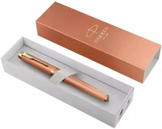 Parker Stilou Medium Portocaliu Din Alamă Cu Cerneală Roșie