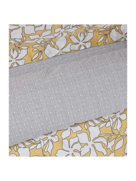 Das Home Сет Чаршафи с Ластик 120x200+35см. Casual 5432 Ochre, White 3бр