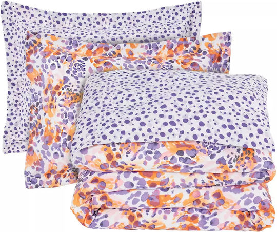 Das Home Сет Чаршафи с Ластик 170x200+35см. Casual 5430 Orange, Purple 4бр
