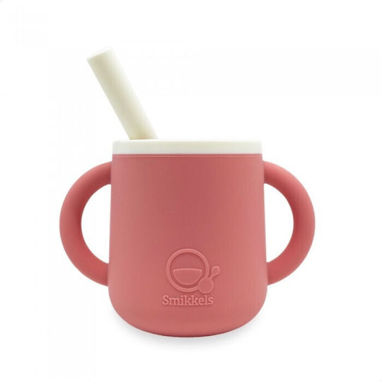 Smikkels Baby Cup with Handles and Straw made of Silicone Pink 180ml