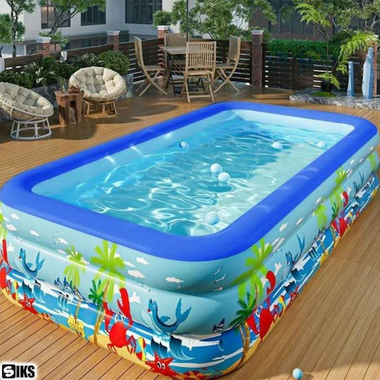 Kinder Pool PVC Aufblasbar 290x172x54cm Blau