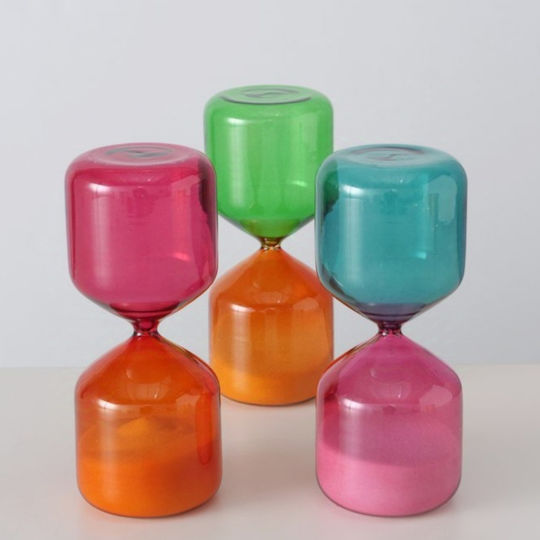Hourglass Χειροποίητη Γυάλινη Διακοσμητική Κλεψύδρα 20 Εκ Πορτοκαλί Φουξ