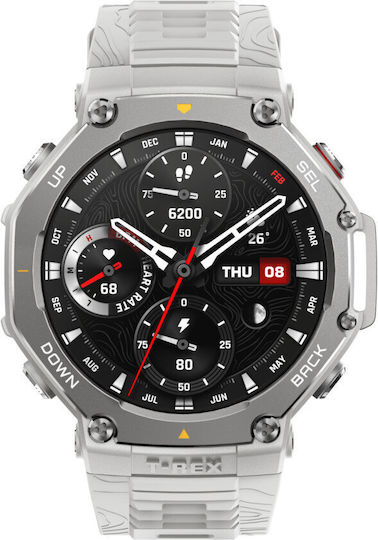 Amazfit T-Rex 3 Stainless Steel 48mm Waterproof Smartwatch with Heart Rate Monitor (Hazy Gray)
