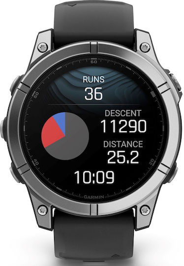 Garmin Fenix E Stainless Steel 47mm Αδιάβροχο Smartwatch με Παλμογράφο (Μαύρο)