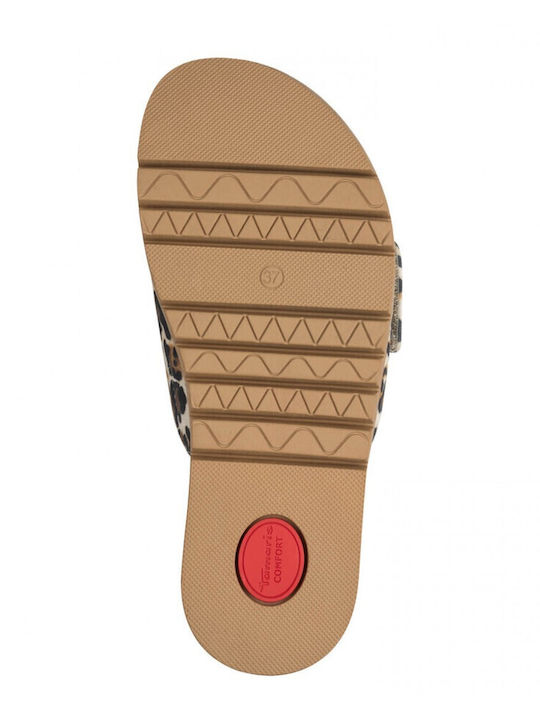 Leather Women's Flat Sandals Brown