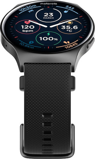 Motorola Moto Watch 120 Aluminium 50mm with Heart Rate Monitor (Black)