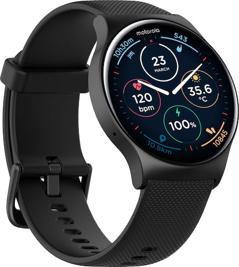 Motorola Moto Watch 120 Aluminium 50mm with Heart Rate Monitor (Black)