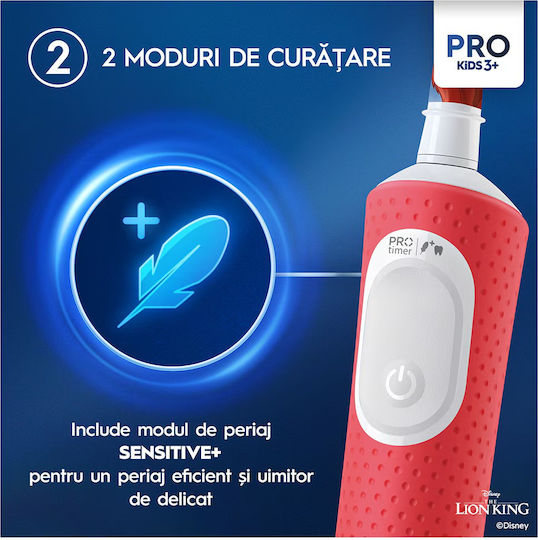 Oral-B Vitality Pro Παιδική Ηλεκτρική Οδοντόβουρτσα με Χρονόμετρο για 3+ Χρονών Lion King με Θήκη Ταξιδίου