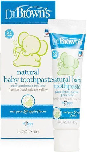 Dr. Brown's Baby Toothpaste for 0m+ with Apple & Pear Flavor Fluoride-Free 40gr
