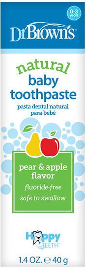 Dr. Brown's Baby Toothpaste for 0m+ with Apple & Pear Flavor Fluoride-Free 40gr