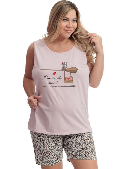 Miss Lale Sommer Damen Pyjama-Set Beige