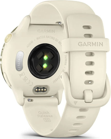Garmin Vivoactive 6 Aluminium 42mm Waterproof Smartwatch with Heart Rate Monitor (Lunar Gold with Bone Band)