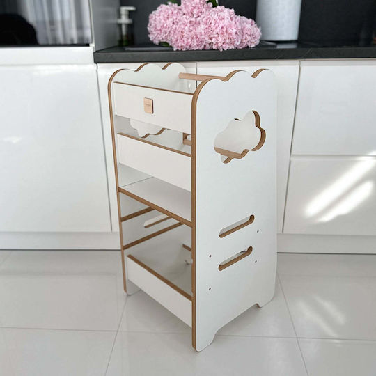Plush Nest Learning Tower made of Wood Ecru