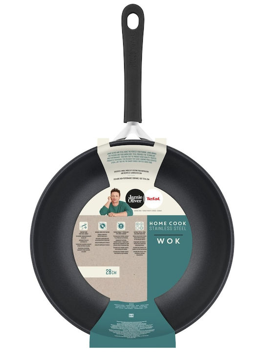 Tefal Jamie Oliver Wok made of Stainless Steel with Non-Stick Coating 28cm