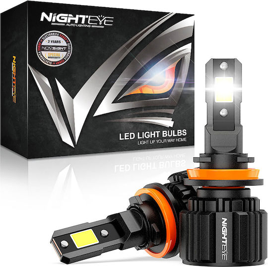 Nighteye Λάμπες Αυτοκινήτου H11 / H8 / H9 / H16 LED 6500K Ψυχρό Λευκό 32V 72W 2τμχ