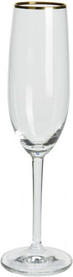 ArteLibre Set of Glasses Champagne made of Glass Gold Stemmed 6pcs