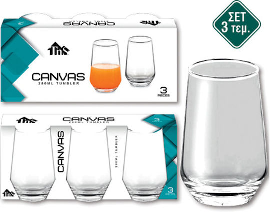 TnS Tumbler Set de pahare pentru apa din Sticlă 280ml 3buc