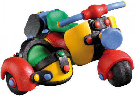 Mic O Mic Plastic Construction Toy Motorcycle With Basket