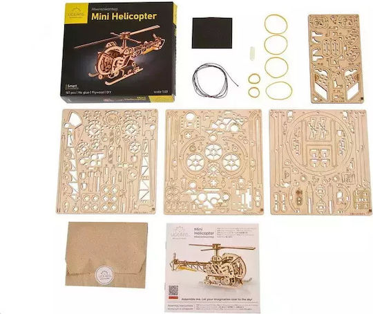 Ugears Holz-Bauspielzeug Mini Hubschrauber für Kinder ab 3+ Jahre alt Jahren