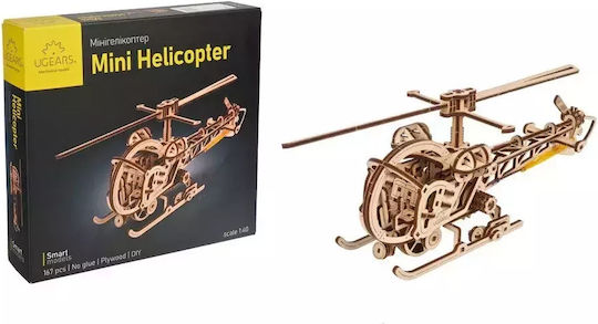 Ugears Holz-Bauspielzeug Mini Hubschrauber für Kinder ab 3+ Jahre alt Jahren