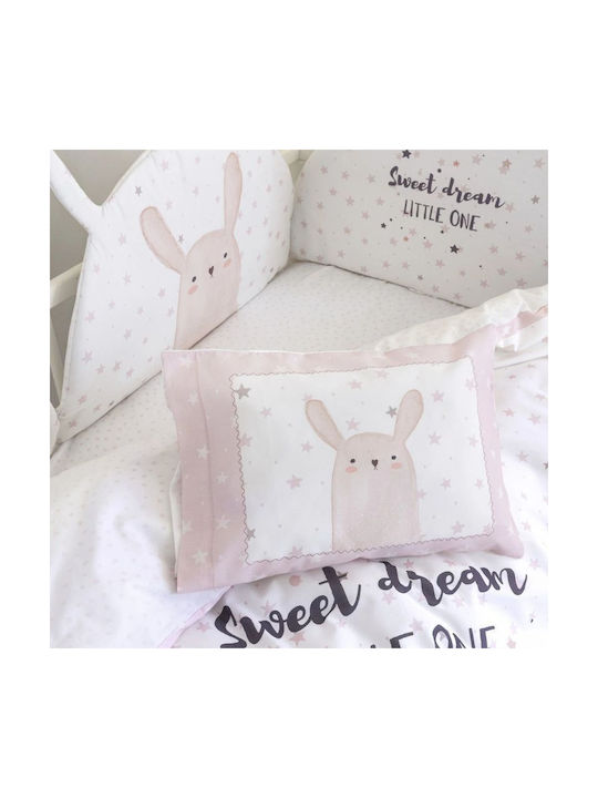 Nima Lovely Bunny Baby Sheets Set Crib Cotton Pink White 120x170cm