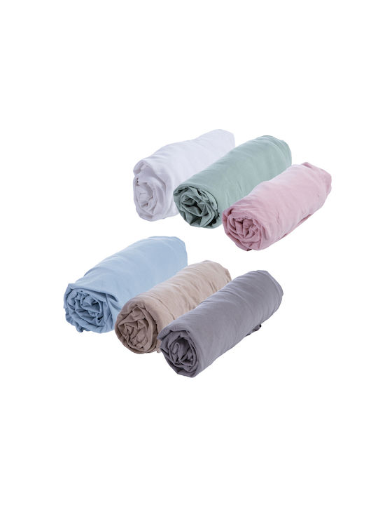 Nef-Nef Homeware Jersey Бебешки Чаршаф За Количка Фланела с ластик Светлосиньо Син 70x140бр