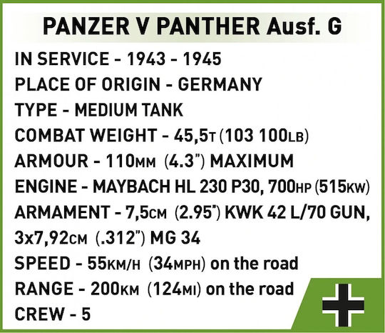 Cobi Bausteine Panzer V Panther G Pudel 1133Stück