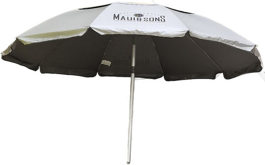 Maui & Sons Faltbar Strandsonnenschirm Aluminium Durchmesser 2,20 m UPF50+ Grau Durchmesser 2.2m mit UV Schutz und Belüftung Gray