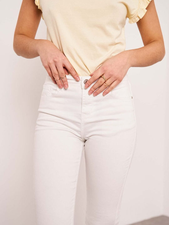 Women's Jean Trousers Flared White