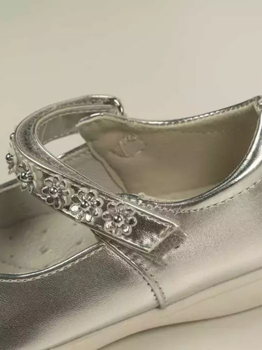 Kids Ballerinas with Hoop & Loop Closure Silver