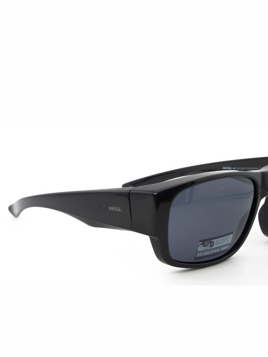 Invu Unisex Sunglasses with Black Frame and Black Polarized Lens IE22405B