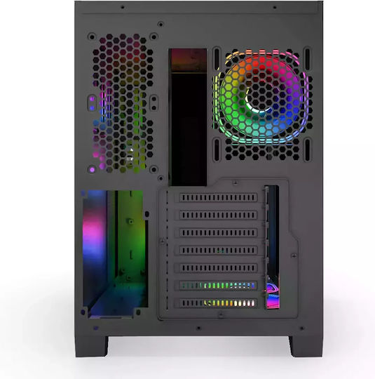 NJOY Aura Gaming Midi Tower Κουτί Υπολογιστή με Πλαϊνό Παράθυρο και ARGB Φωτισμό Μαύρο