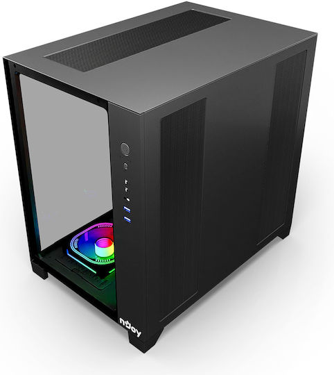 NJOY Aura Gaming Midi Tower Κουτί Υπολογιστή με Πλαϊνό Παράθυρο και ARGB Φωτισμό Μαύρο